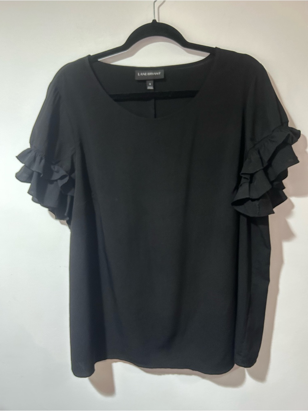 Lane Bryant Black Ruffle Sleeve Top